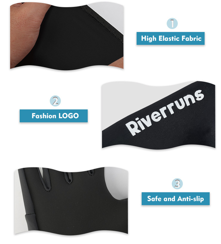 Riverruns 3mm Neoprene Gloves 3 Cut Fingers Water Gloves Wetsuit Winter Gloves for cold weather, fly fishing, ice fishing, kayaking, diving, surfing, and other water sports