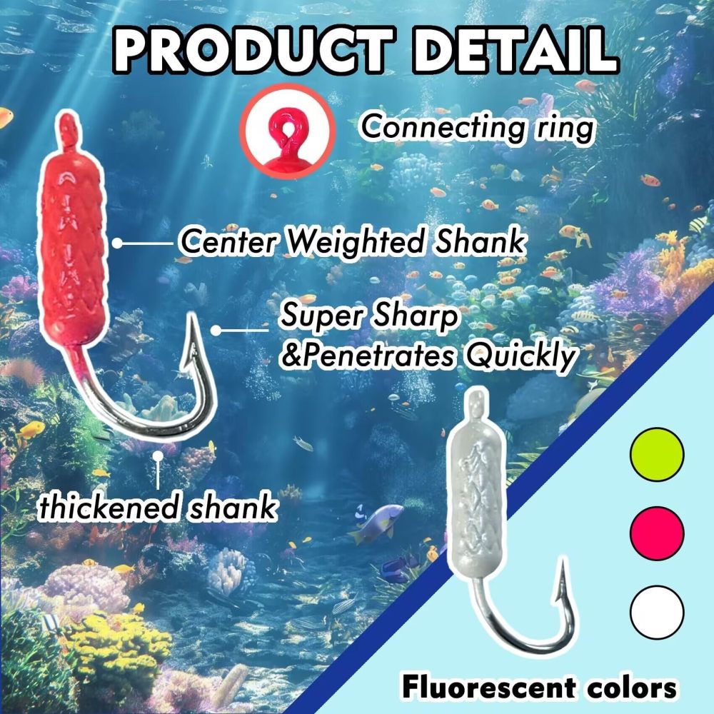 UV Glow in Dark Yellowtail Snapper Jigs, 15PCS 1/4oz, 1/8oz, 1/16oz Weighted Jig Head with Stainless steel Hook Yellowtail jig hook for Saltwater and Freshwater Fishing