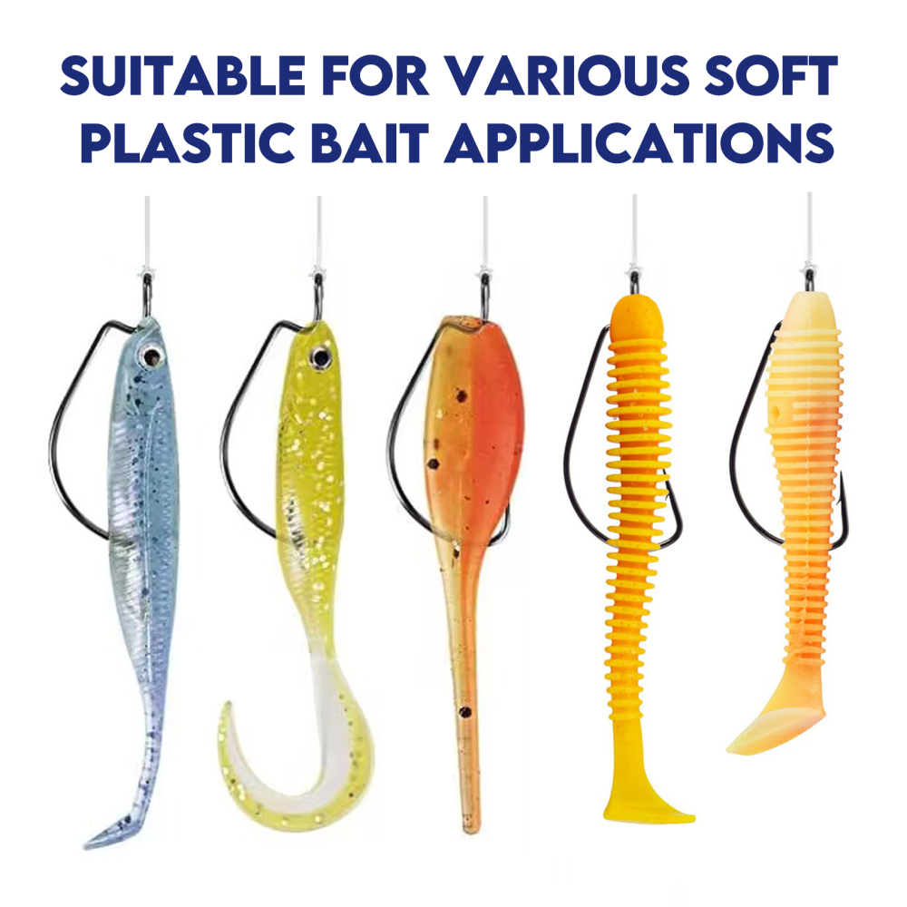 Eupheng Offset EWG Worm Hooks for Bass Fishing Texas Rig Hooks for Freshwater Saltwater Wide Gap Hooks for Soft Plastic Baits Size #4 #2 #1 1/0 2/0 3/0 4/0 5/0