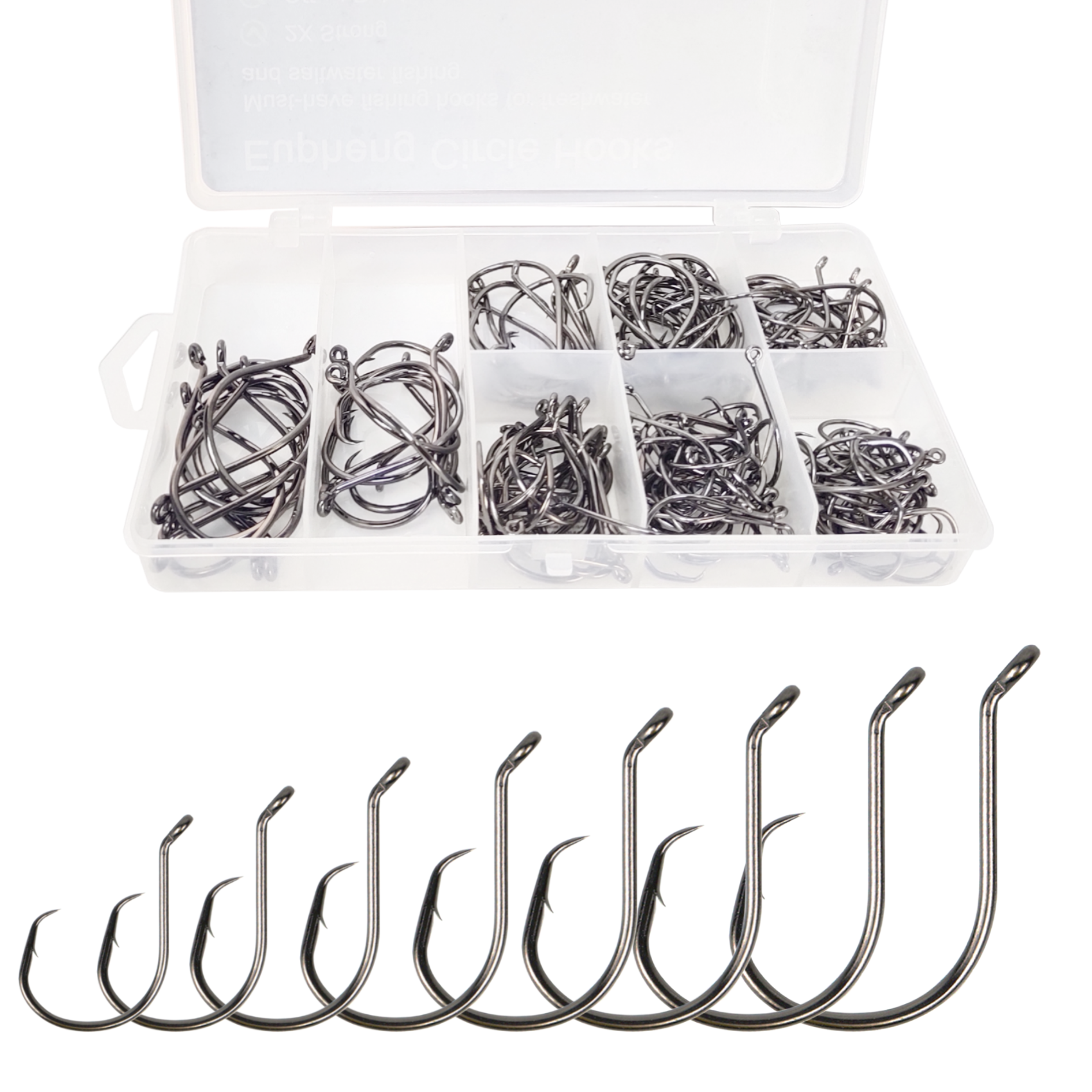 Eupheng 150pcs 8 Pack Circle Hooks 2X Strong Offset Freshwater