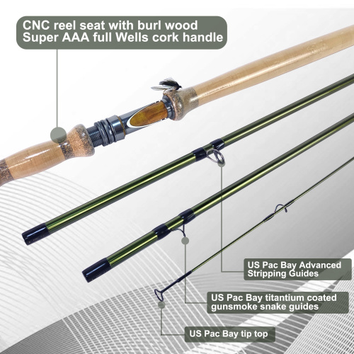 Aventik 11'6'' 4sec Double Hand Switch Rods Fly Rods with Extra Tip Fly fishing Rod Super Light Fly Fishing Rod Fast Action