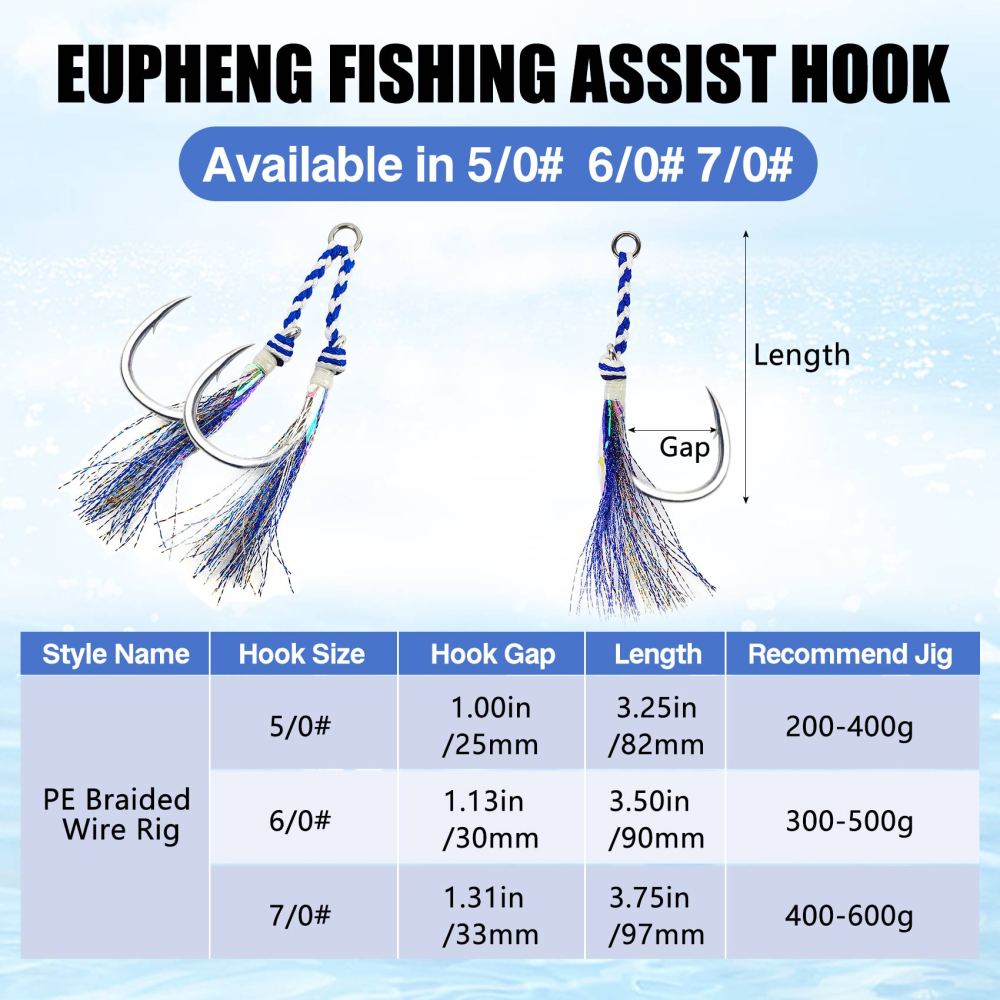 Heavy Duty Assist Hooks, Glow, High Strength BKK Double/Single Assist Replacement Fishing Hooks for Slow Fast Fall Jigging Lures, Also Have Steel Wire Style
