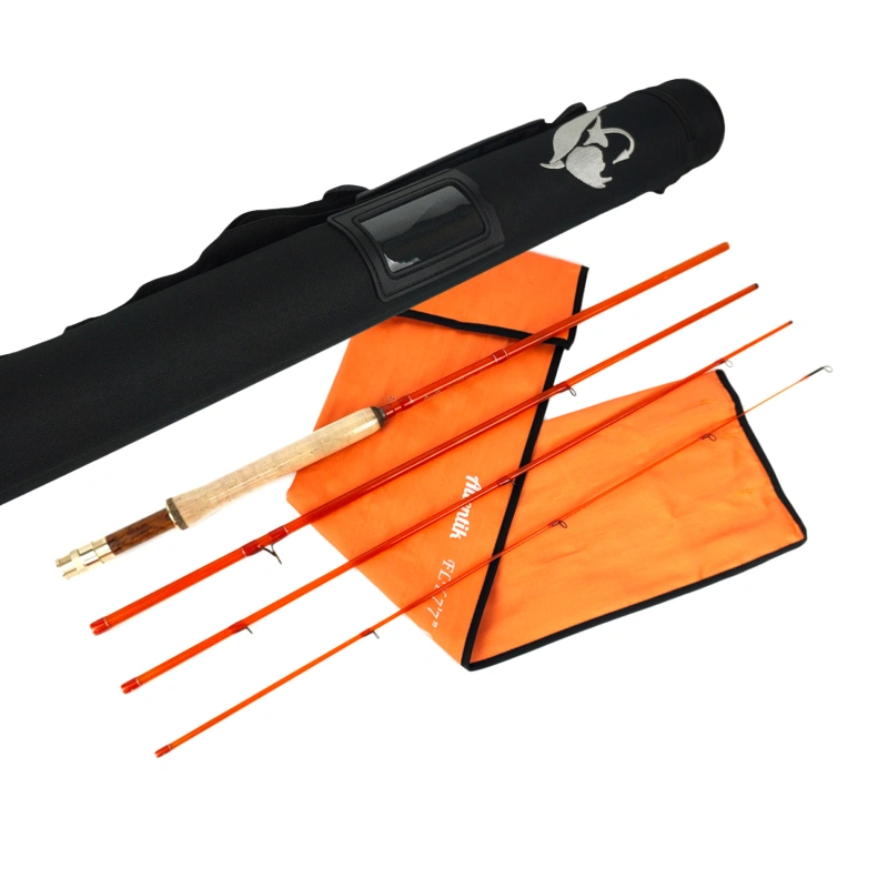 Aventik S-Glass Fly Fishing Rod, 6-8ft 1/2/3/4/5/8wt Ultra Light Classic Medium Fast Action Super Fiberglass Fly Rods in Red,Orange,Brown,Yellow,Green with Carrying Case