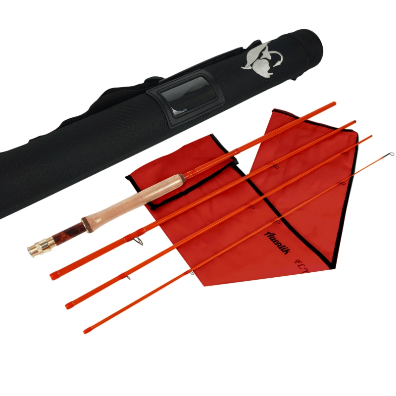 Aventik S-Glass Fly Fishing Rod, 6-8ft 1/2/3/4/5/8wt Ultra Light Classic Medium Fast Action Super Fiberglass Fly Rods in Red,Orange,Brown,Yellow,Green with Carrying Case