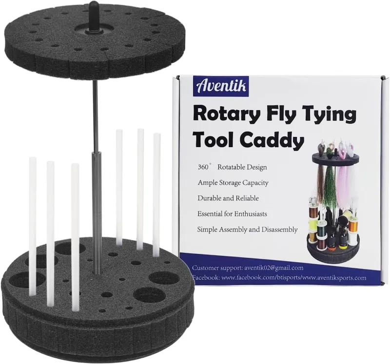 Aventik Rotary Fly Tying Tool Caddy 360° Adjustable and Removable Rotary Tool Stand for Holding Fly Tying Tools and Materials