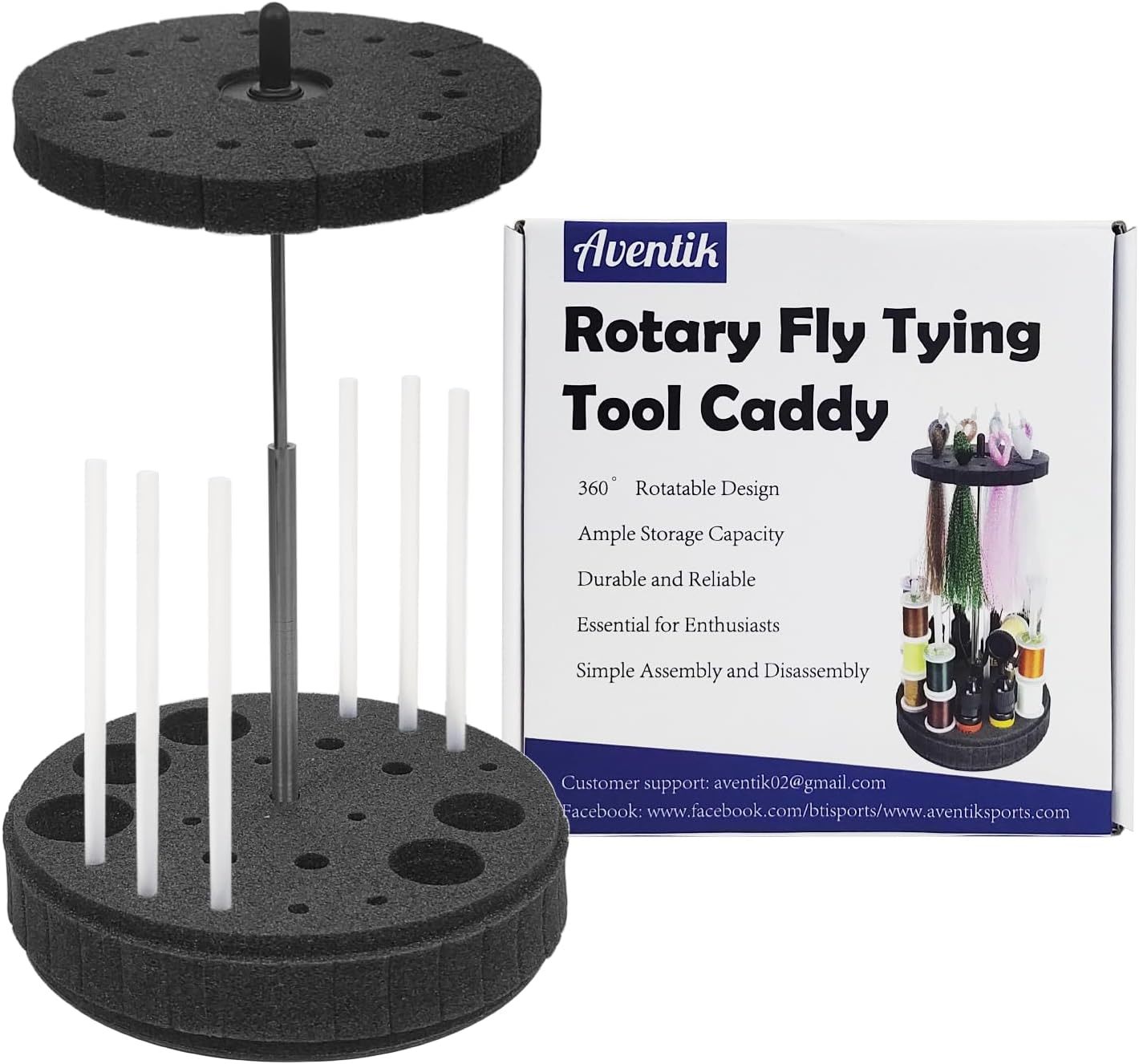 Aventik Rotary Fly Tying Tool Caddy 360° Adjustable and Removable Rotary Tool Stand for Holding Fly Tying Tools and Materials