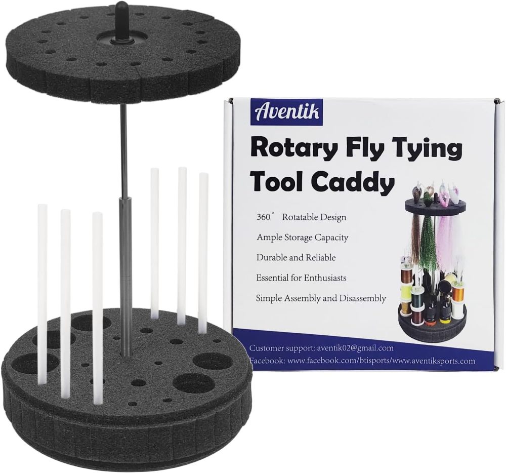 Aventik Rotary Fly Tying Tool Caddy 360° Adjustable and Removable Rotary Tool Stand for Holding Fly Tying Tools and Materials