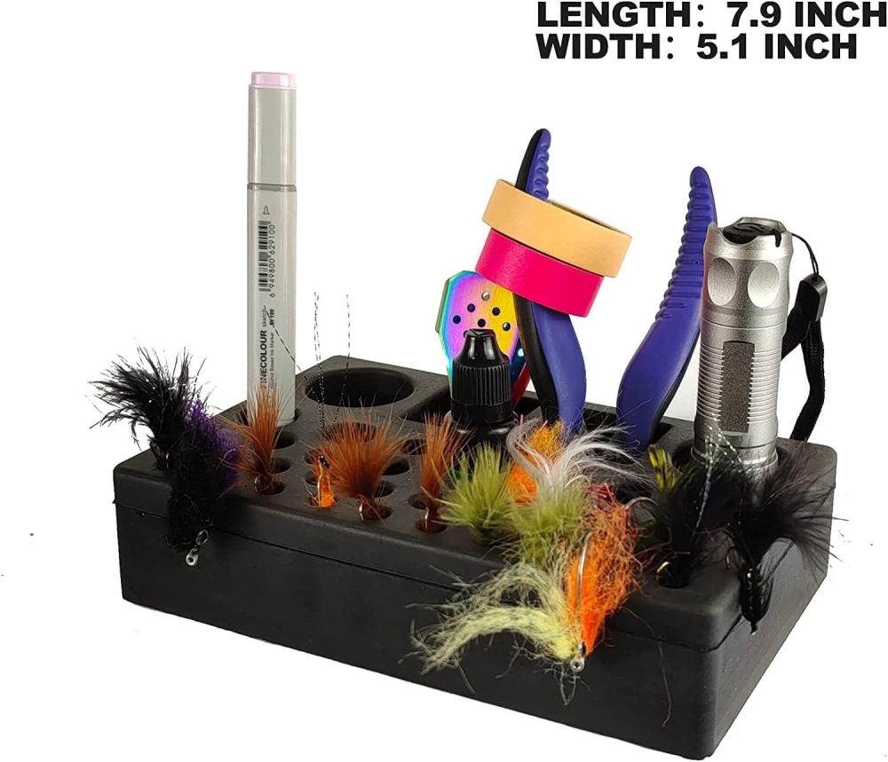 Aventik High Density Foam Fly Tying Vise Tool Holder Tool Caddy and Soft Foam Tool Caddy Tools Combo Pack Fly Tying Accessories Fly Tying Tool Station
