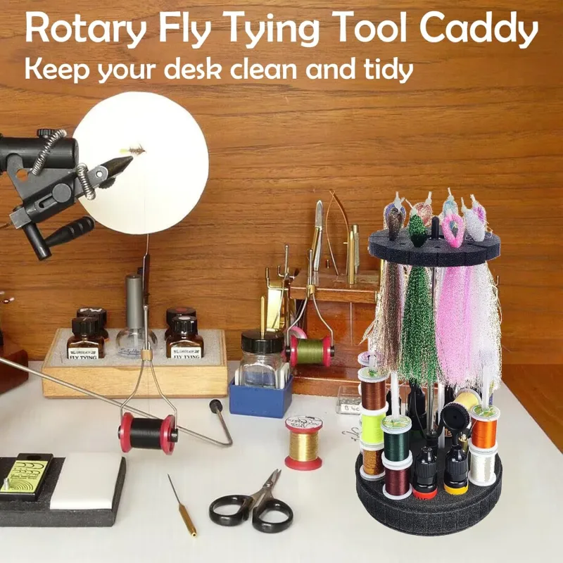 Aventik Rotary Fly Tying Tool Caddy 360° Adjustable and Removable Rotary Tool Stand for Holding Fly Tying Tools and Materials