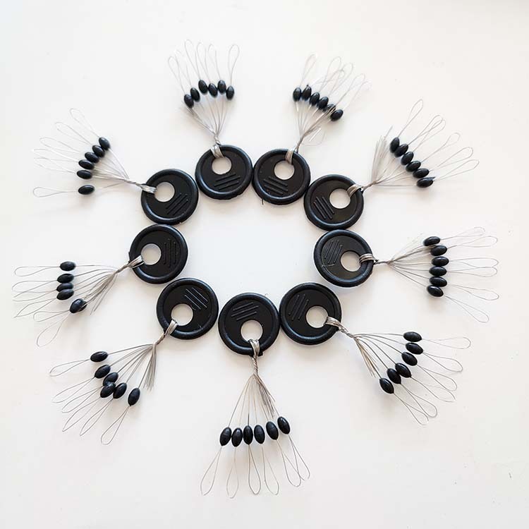 600/800 Pcs Fishing Rubber Bobber Beads Stopper, 6/8 in 1 Black/White/Red Float Stops Oval, Column for Rigging Float Positioning, Size S M L