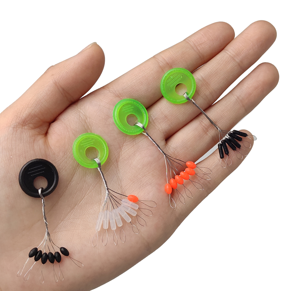 600/800 Pcs Fishing Rubber Bobber Beads Stopper, 6/8 in 1 Black/White/Red Float Stops Oval, Column for Rigging Float Positioning, Size S M L