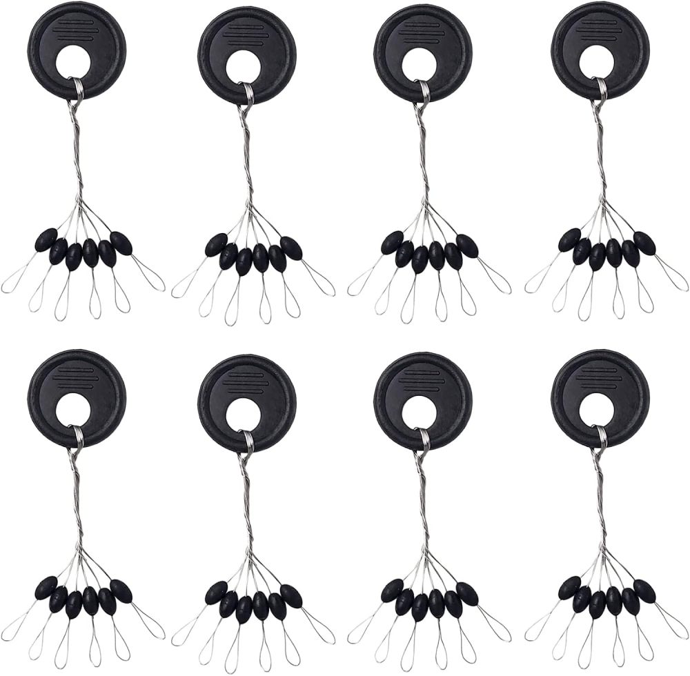 600/800 Pcs Fishing Rubber Bobber Beads Stopper, 6/8 in 1 Black/White/Red Float Stops Oval, Column for Rigging Float Positioning, Size S M L