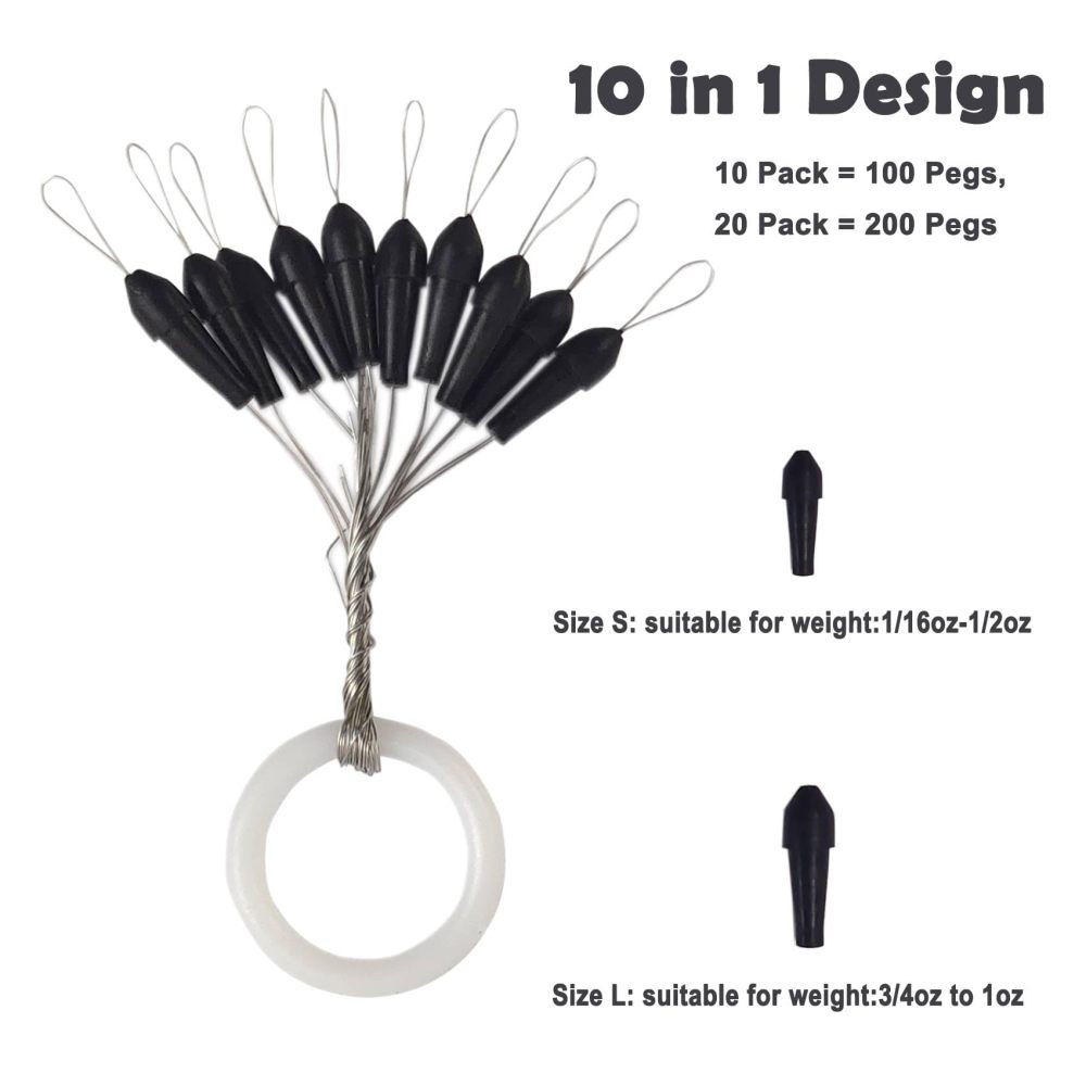Weight Pegs for Tungsten or Lead Worm/Flipping Weights, Make Weights Stay in Place When Skipping, Punching and Casting Your rigs, Comes in S or L (10 Pack = 100 Pegs)