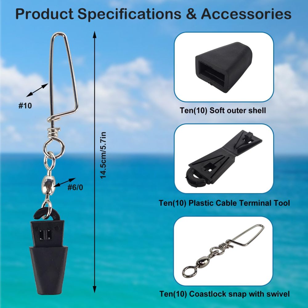 10PCS Downrigger Cable Terminator Kit, Fast & Reliable, No Special Tools Required, Ideal for Both Salt and Freshwater
