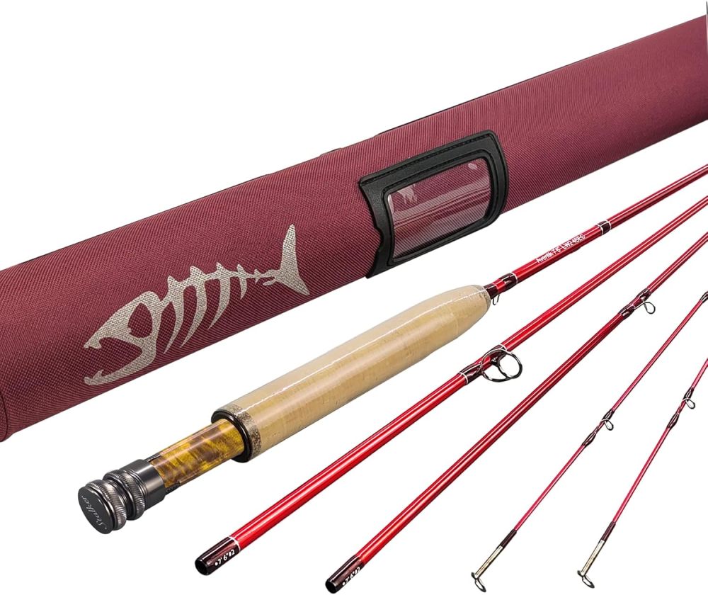 Aventik Stalker Fly Fishing Rod 4 Sections, 2/3 / 4WT, Fast Action IM12 Graphite Carbon Fiber Rod Blank 7/8FT Ultra Light Fly Rod with Extra Tip