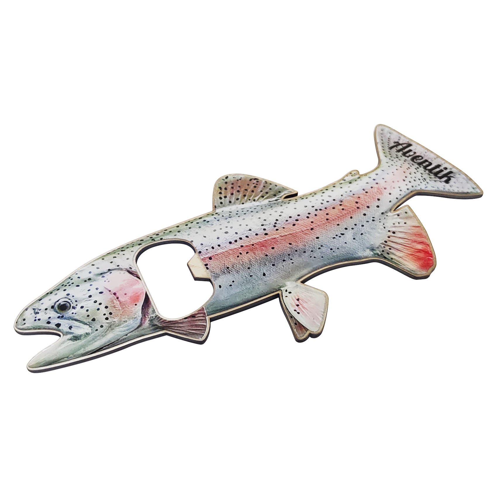 Aventik 2 in 1 Stainless Steel Bottle Opener, Rainbow Trout custom Bottle Beer Can Opener