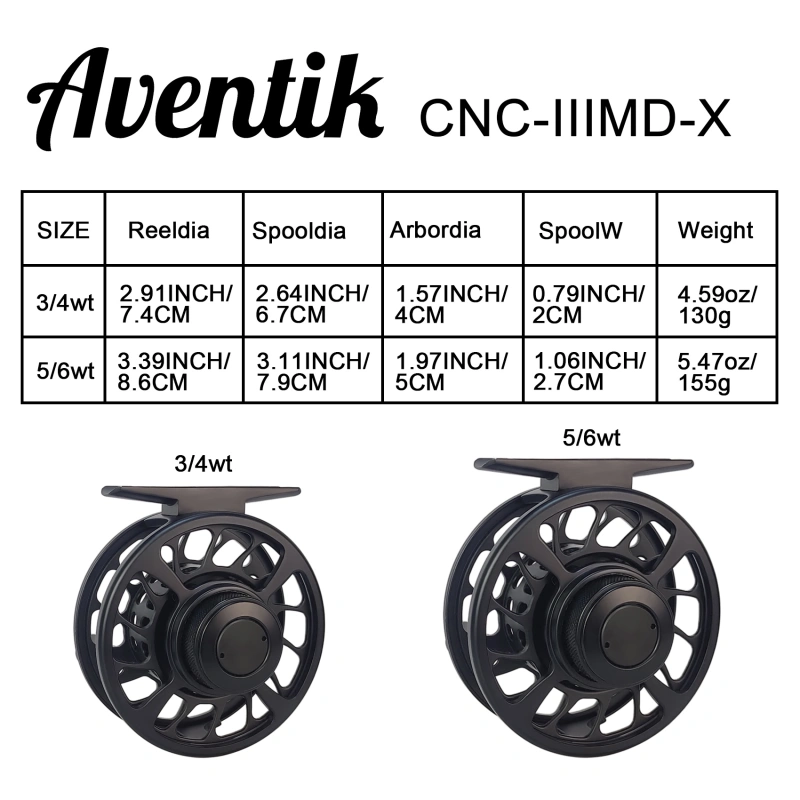 Aventik Trout 3/4, 5/6 Fly Reel, CNC-IIIMD-X New Sale Carbon Disc Drag with Fine Control of Double Click Stop Freshwater Reel