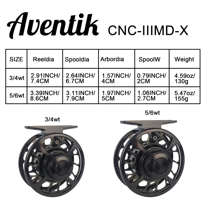 Aventik Trout 3/4, 5/6 Fly Reel, CNC-IIIMD-X New Sale Carbon Disc Drag with Fine Control of Double Click Stop Freshwater Reel