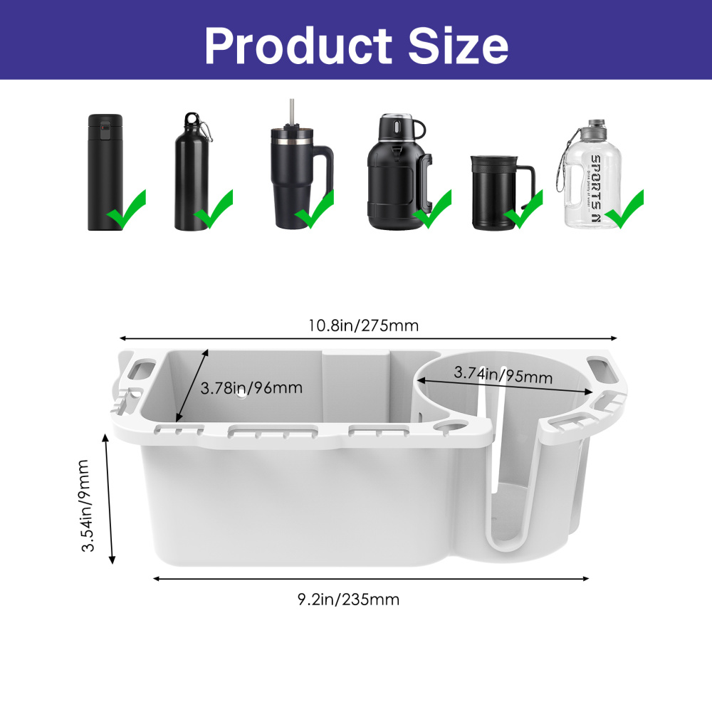 Boat Caddy Organizer, Multifunctional Boat Storage Organizer with Drainage, Drill or T-Bolt 2 Ways Installation for Marine, Kayak, Jon Boat, Bass Boat, Fishing Tool Holder