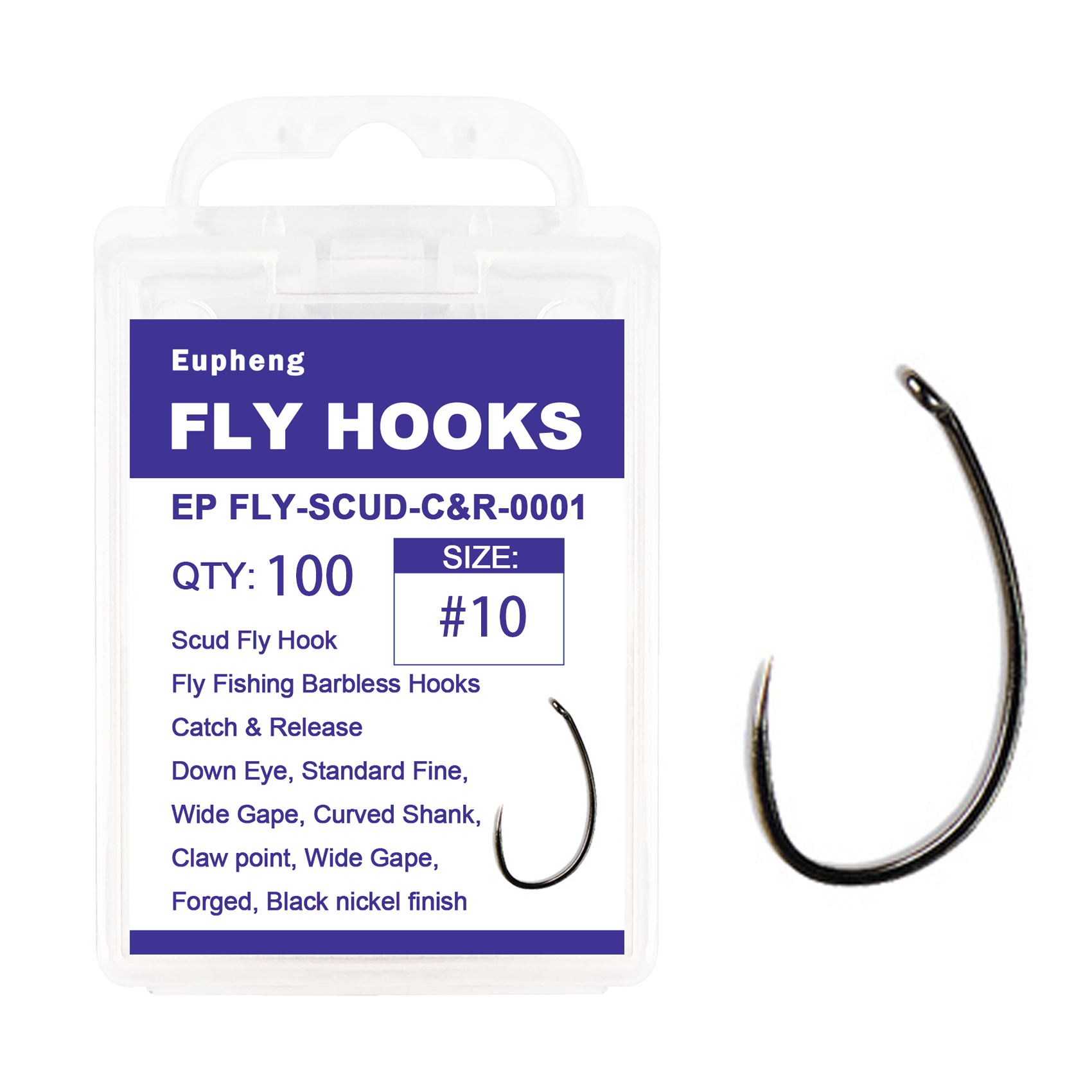 Fly Fishing Hooks 100pc Pack Barbless Catch & Release Dry Wet Nymph Shrimp&Pupa, Streamer, Caddis, Jig, Scud Flies Fishing Hooks