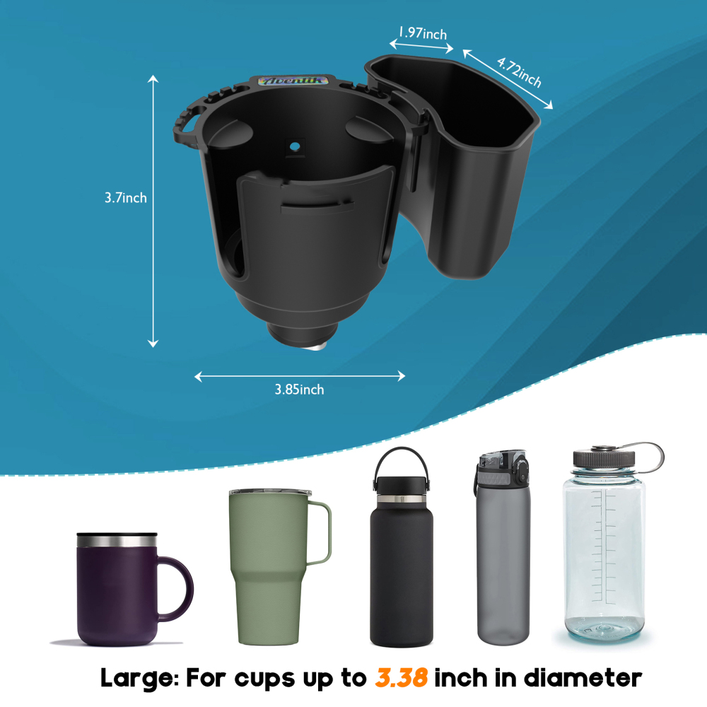 Multi-Functional Kayak Cup Holder with Tool Storage Box, Track Mount Non-Slip Design, Durable Lure Holding Tool Storage Boat Cup Holder Gear Organizer for Kayaking and Fishing