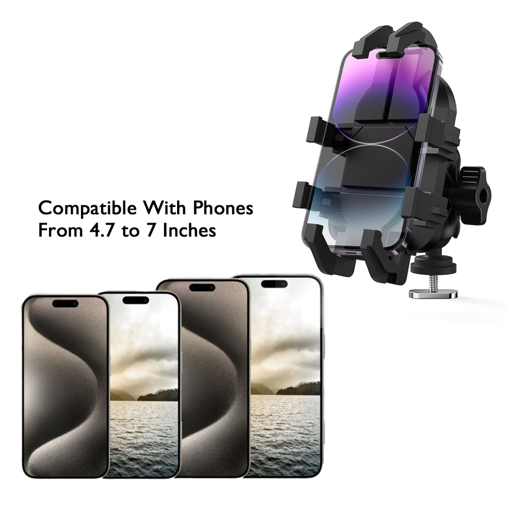 Kayak Phone Holder Mount with 8-Claw Anti-Slip Fixing, 360° Adjustable Kayak Phone Holder Compatible with 4.7-7 Inch Phones Kayak Rail Accessories