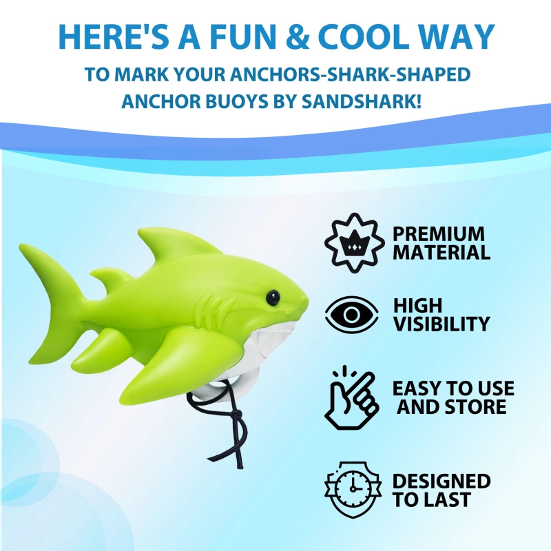 Shark-Shaped Floating Anchor Marker Buoy High-Visibility & Durable PVC Anchor Float for Kayaks, Boats & Jet Skis – Lightweight & Easy to Use Prevents Anchor Accidents in Shallow Water