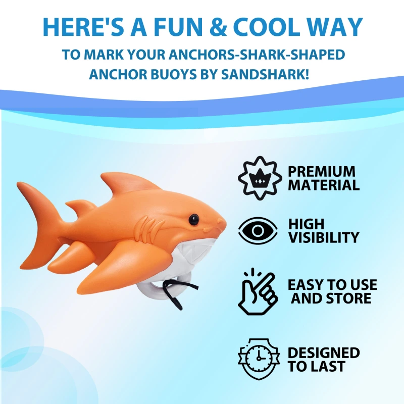 Shark-Shaped Floating Anchor Marker Buoy High-Visibility & Durable PVC Anchor Float for Kayaks, Boats & Jet Skis – Lightweight & Easy to Use Prevents Anchor Accidents in Shallow Water
