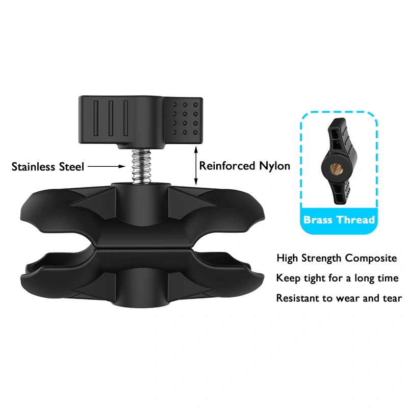 High Strength Double Socket Short (3.54") Arm for 1.5 Inches/C Size Ball Accessories, Powerful Clamp, Compatible with RAM Mount, iBolt and More
