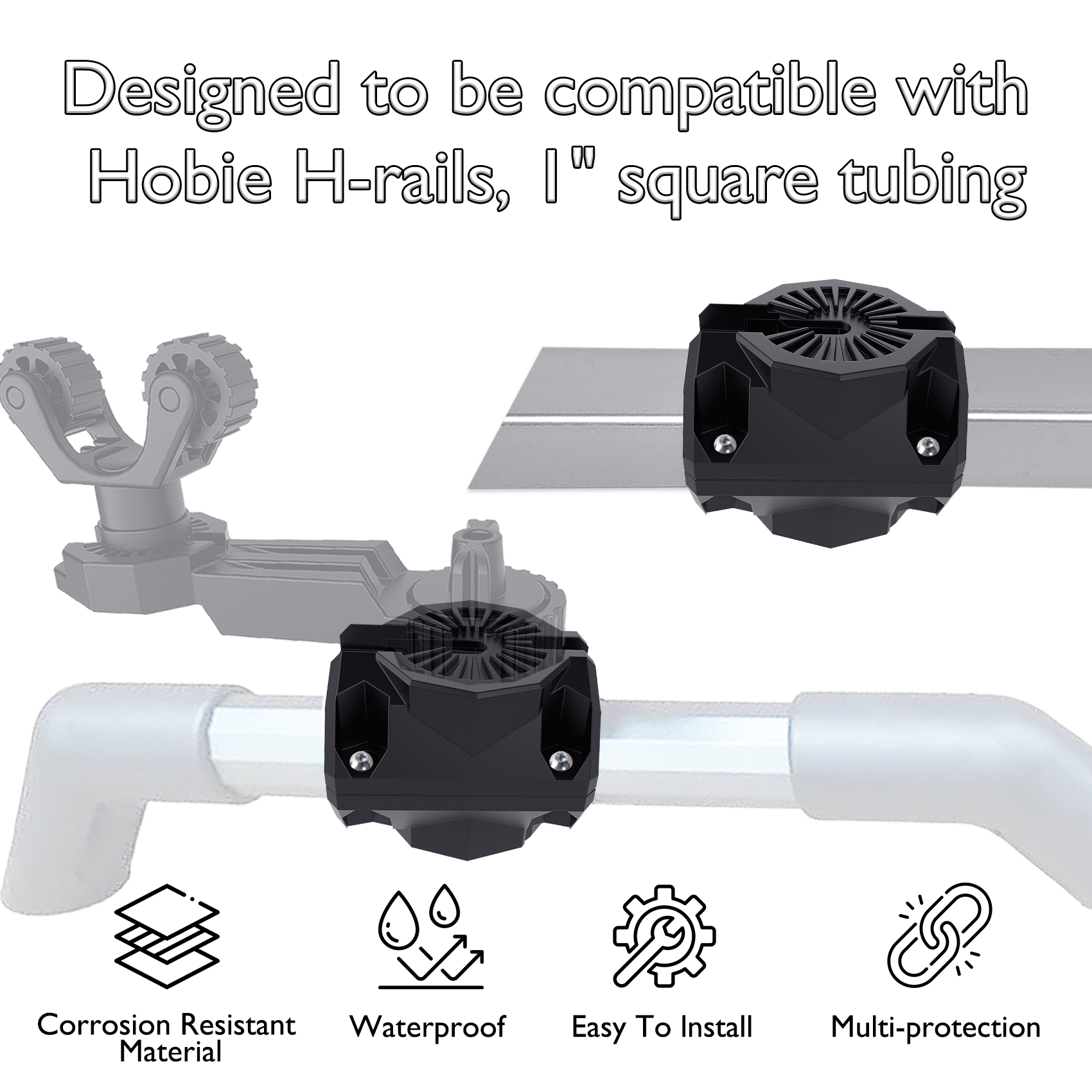 2 Pack Kayak Rail Adapter Fishing Accessories, Compatible with Hobie H and MightyMount Duo Rails