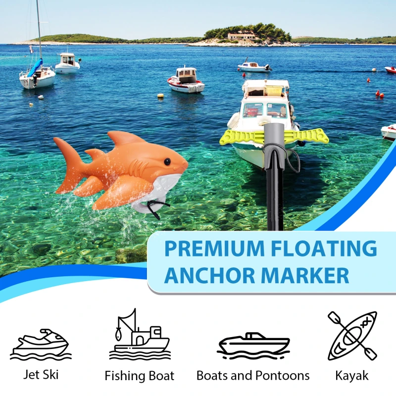 Shark-Shaped Floating Anchor Marker Buoy High-Visibility & Durable PVC Anchor Float for Kayaks, Boats & Jet Skis – Lightweight & Easy to Use Prevents Anchor Accidents in Shallow Water