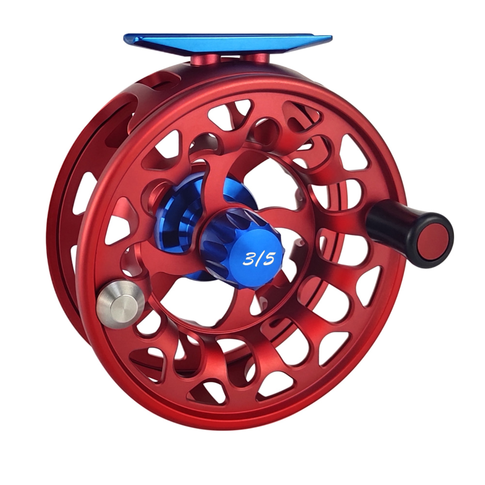 CNC-NVIS-UX, Ruby Wave Series Fly Reel, Multi Nano carbon discs saltwater proof large arbor fly fishing reel