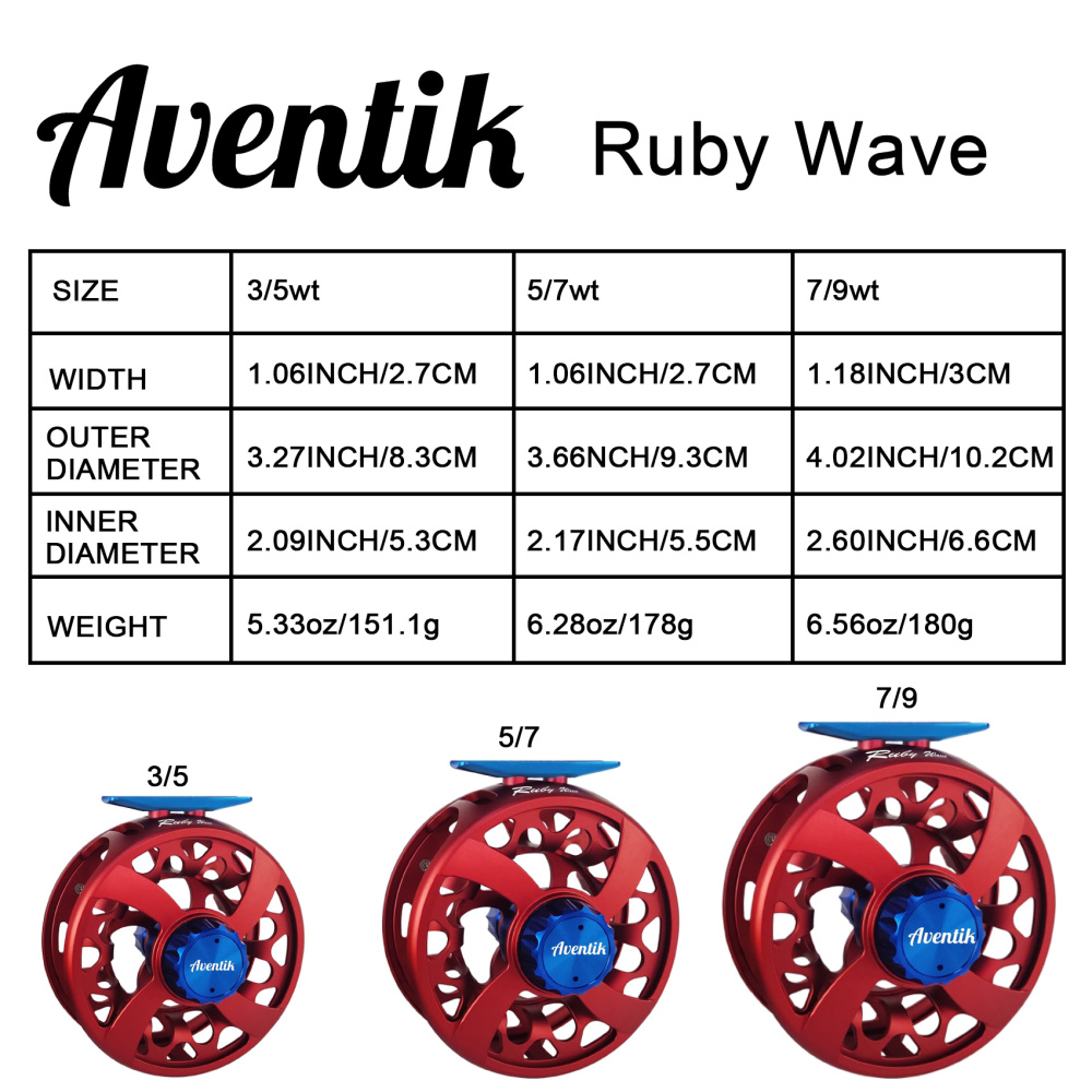 CNC-NVIS-UX, Ruby Wave Series Fly Reel, Multi Nano carbon discs saltwater proof large arbor fly fishing reel