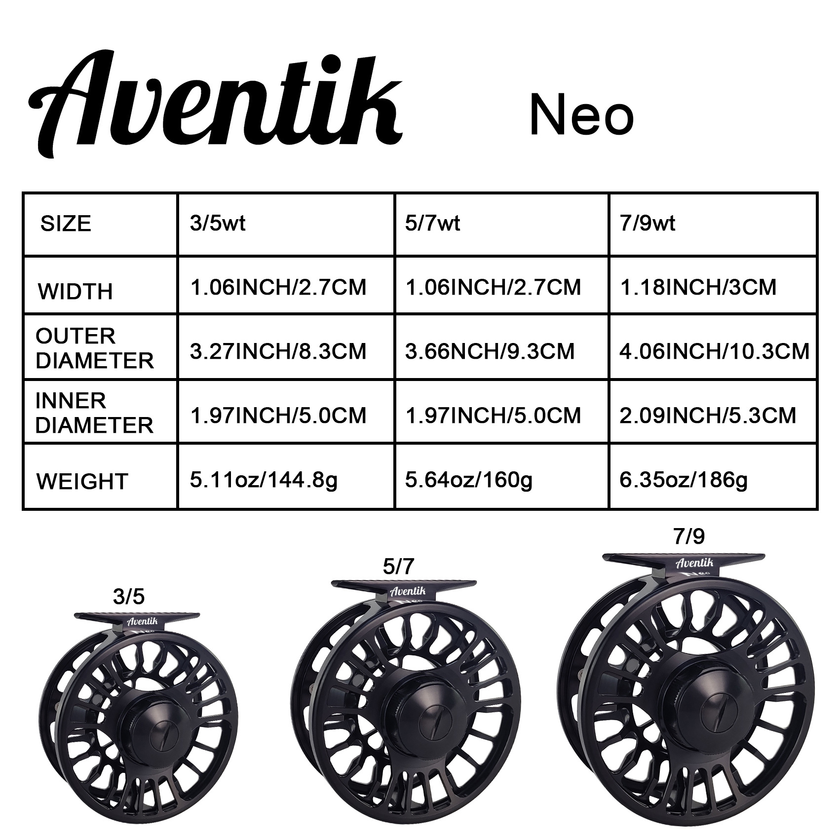 Aventik CNC-IV-NB, Neo Series Fly Fishing Reel, Trout Nymph Salmon Switch Fishing Reel