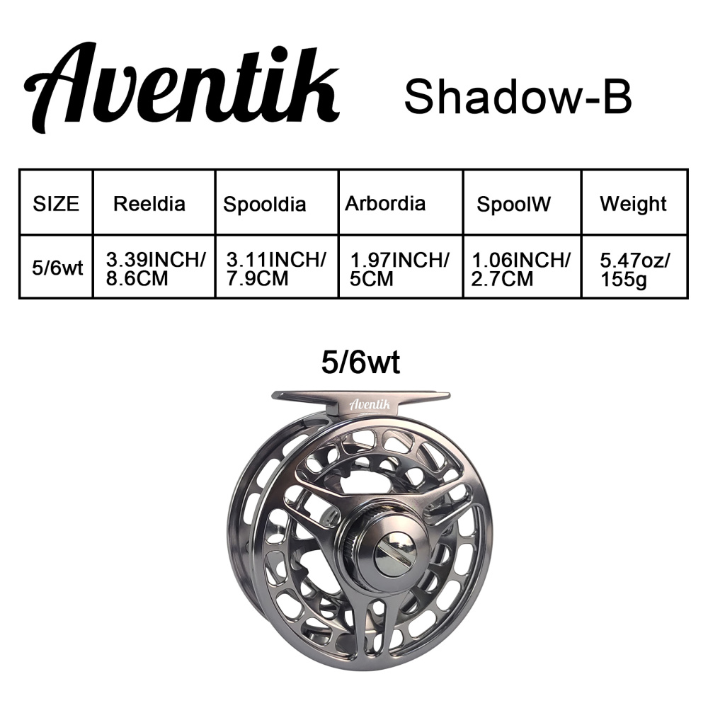 Aventik CNC-IIIMD-B, Shadow-B Series Fly Reel, New double click stop and medium drag power fly fishing reel
