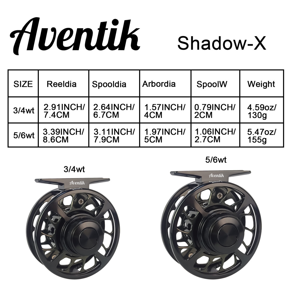 Aventik CNC-IIIMD-X, Shadow-X Fly Reel, New Sale Carbon Disc Drag with Fine Control of Double Click Stop Freshwater Reel