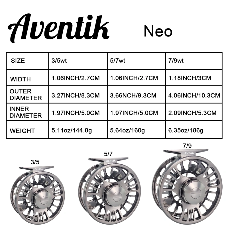 Aventik CNC-IV-NB, Neo Series Fly Fishing Reel, Trout Nymph Salmon Switch Fishing Reel