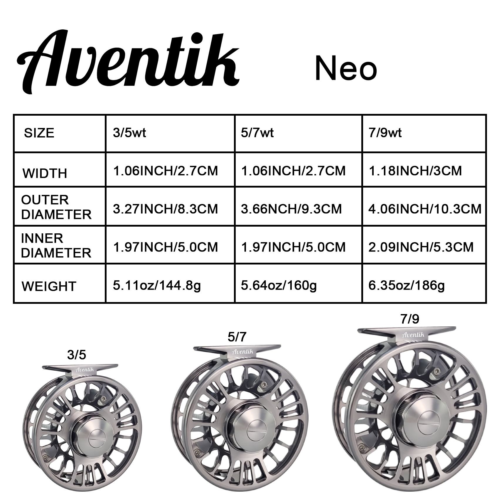 Aventik CNC-IV-NB, Neo Series Fly Fishing Reel, Trout Nymph Salmon Switch Fishing Reel