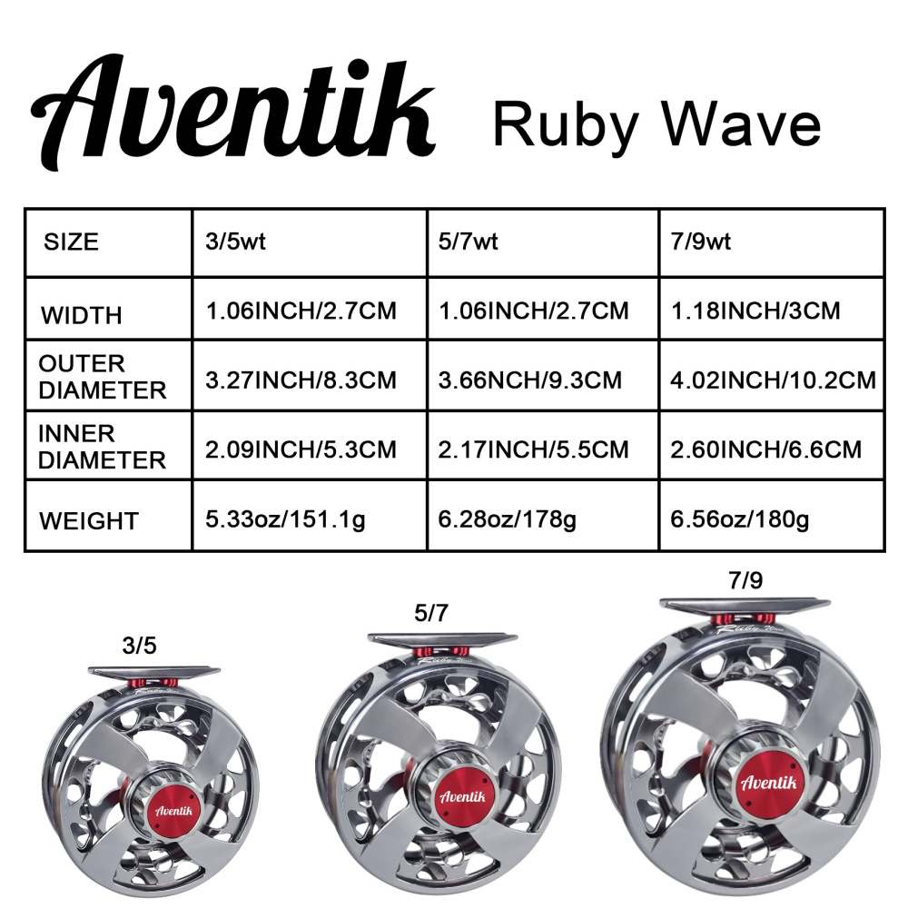 CNC-NVIS-UX, Ruby Wave Series Fly Reel, Multi Nano carbon discs saltwater proof large arbor fly fishing reel