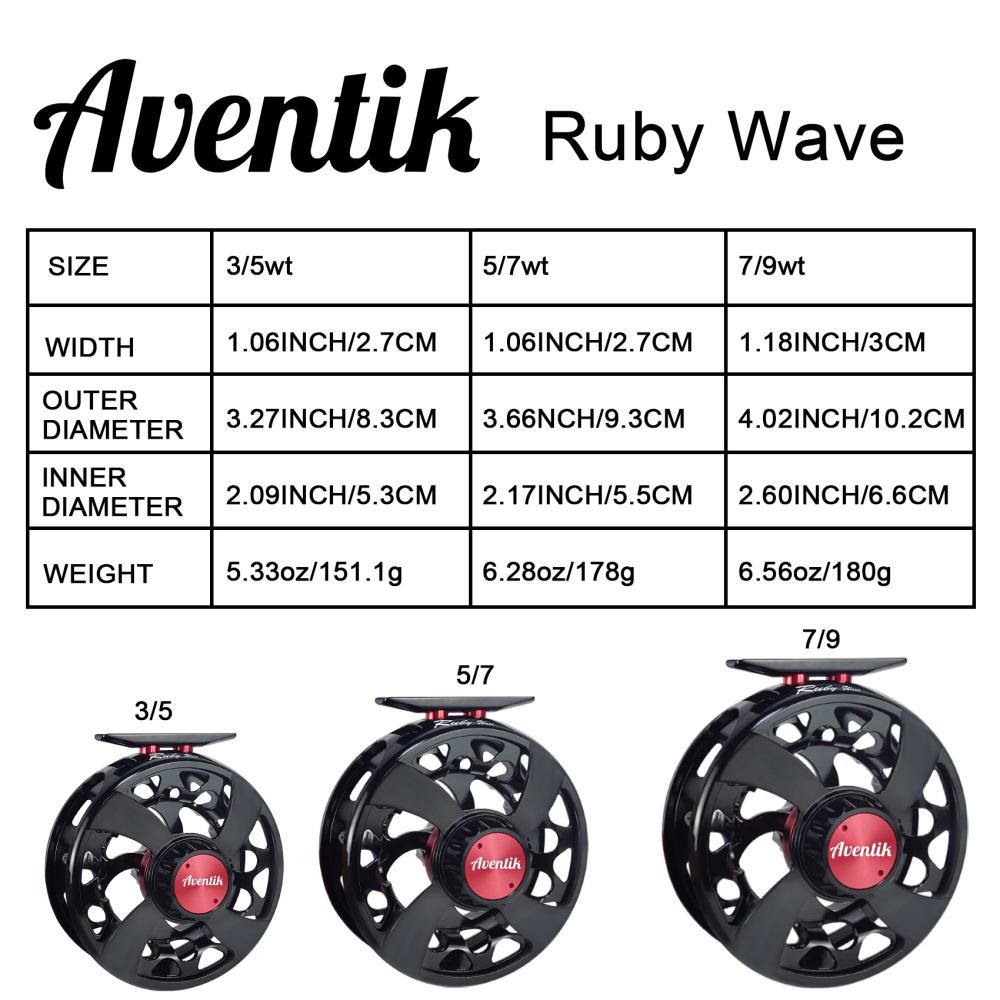 CNC-NVIS-UX, Ruby Wave Series Fly Reel, Multi Nano carbon discs saltwater proof large arbor fly fishing reel