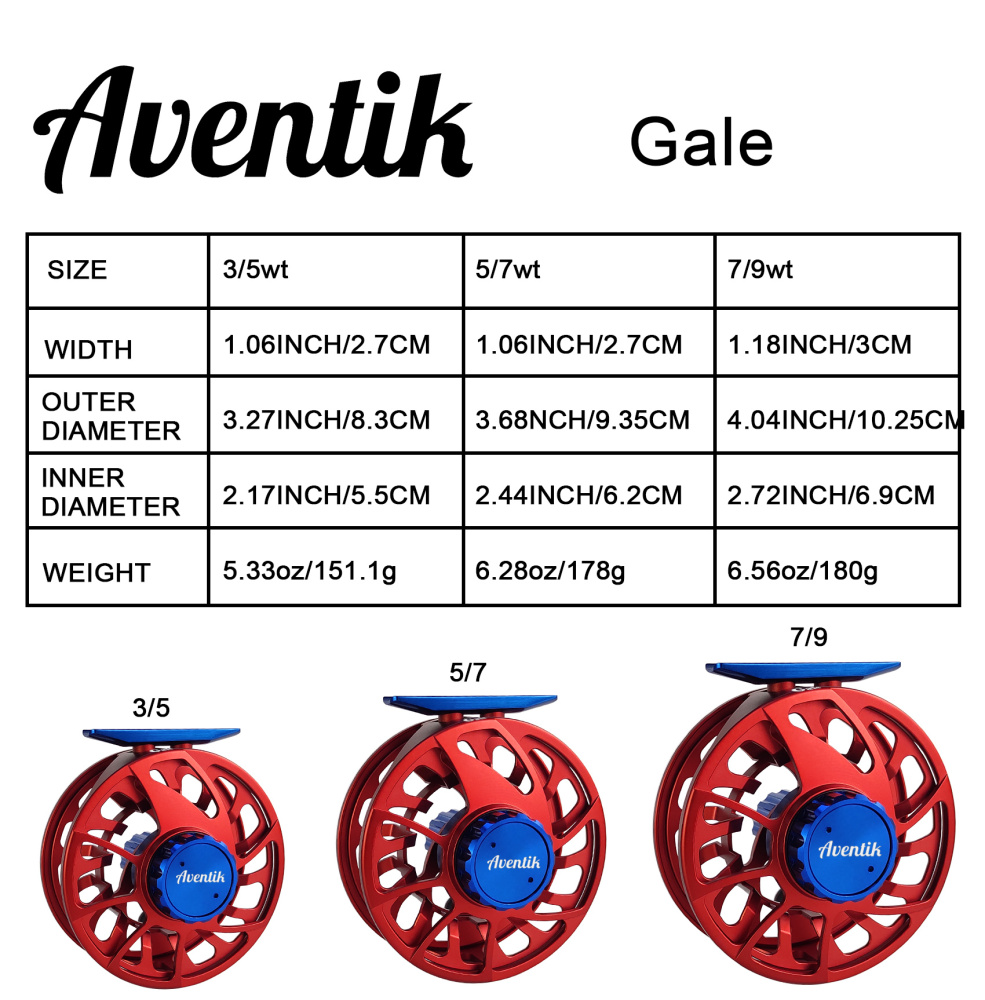Aventik CNC-NVIS, Gale Series, New super large arbor waterproof fly reel