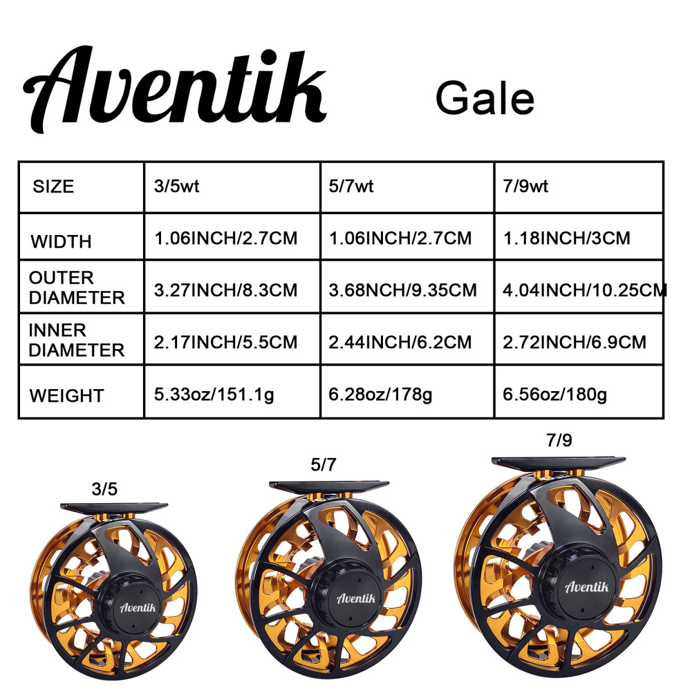 Aventik CNC-NVIS-E, Gale Series Fly Reel, New super large arbor waterproof fly fishing reel