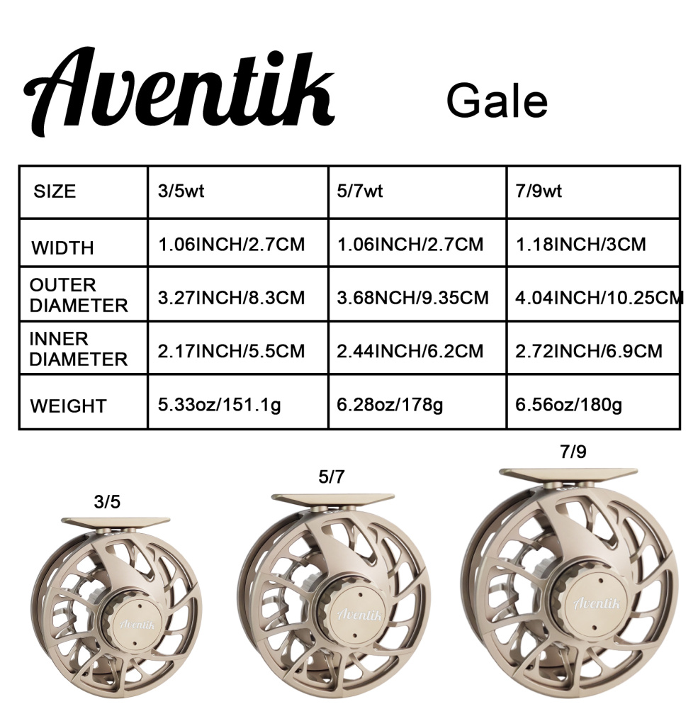 Aventik CNC-NVIS-E, Gale Series Fly Reel, New super large arbor waterproof fly fishing reel