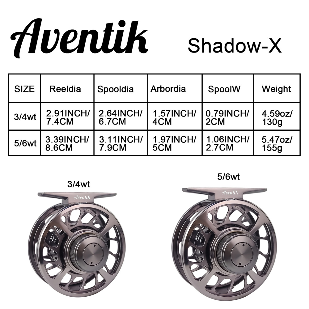 Aventik CNC-IIIMD-X, Shadow-X Fly Reel, New Sale Carbon Disc Drag with Fine Control of Double Click Stop Freshwater Reel