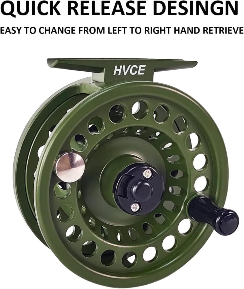 Aventik HVCE Graphite Fly Reel, Center Drag System Classic III Graphite 5/6wt Large Arbor Freshwater Fly Fishing Reels