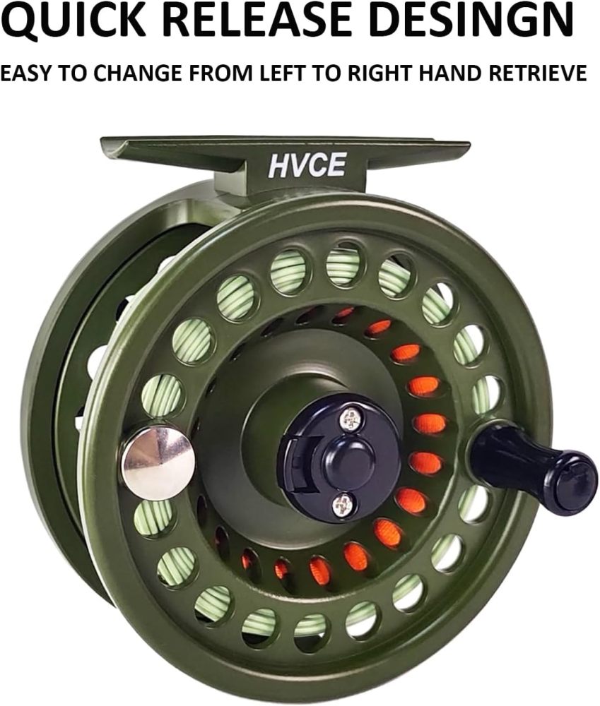 Aventik HVCE Graphite Fly Reel, Center Drag System Classic III Graphite 5/6wt Large Arbor Freshwater Fly Fishing Reels