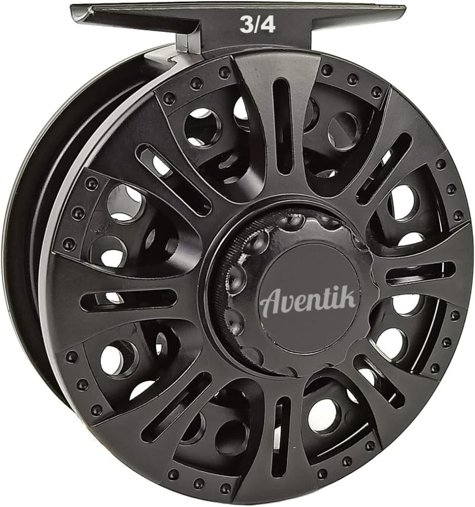 Aventik HVCE Graphite Fly Reel Center Drag System Classic III Graphite Large Arbor Sizes 3/4, 5/6, 7/8 Fly Fishing Reels