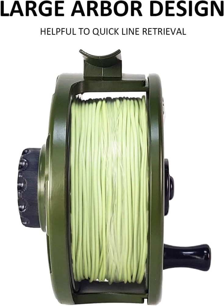 Aventik HVCE Graphite Fly Reel, Center Drag System Classic III Graphite 5/6wt Large Arbor Freshwater Fly Fishing Reels