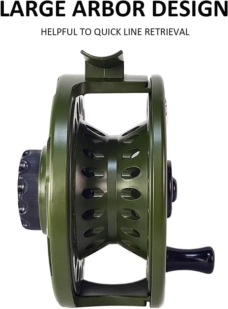 Aventik HVCE Graphite Fly Reel, Center Drag System Classic III Graphite 5/6wt Large Arbor Freshwater Fly Fishing Reels