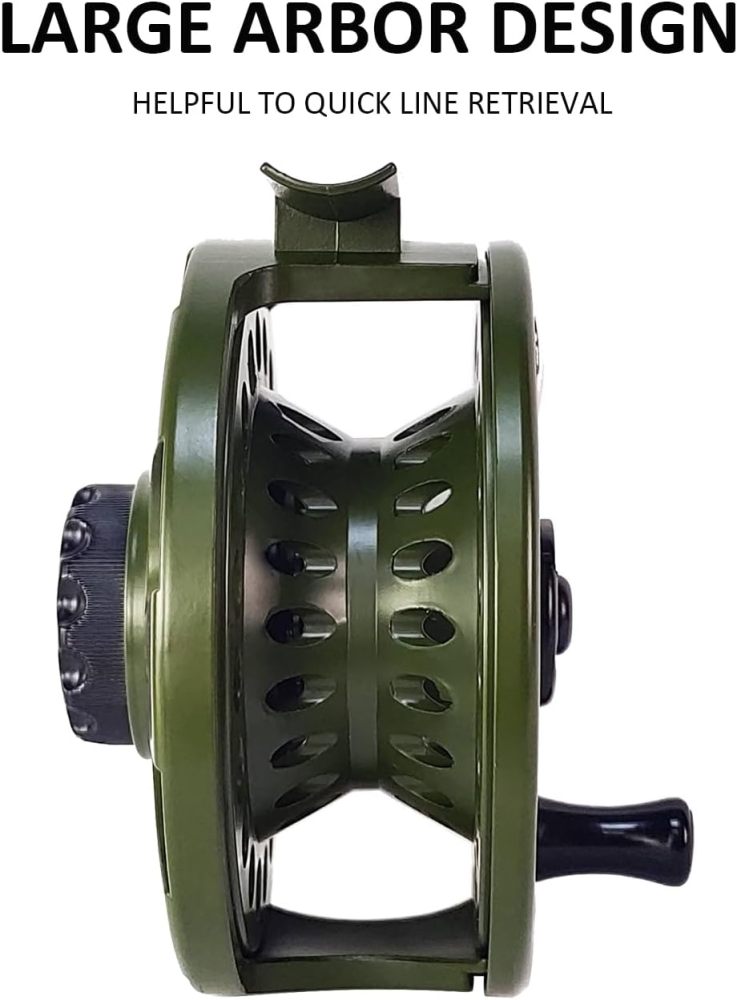 Aventik HVCE Graphite Fly Reel, Center Drag System Classic III Graphite 5/6wt Large Arbor Freshwater Fly Fishing Reels